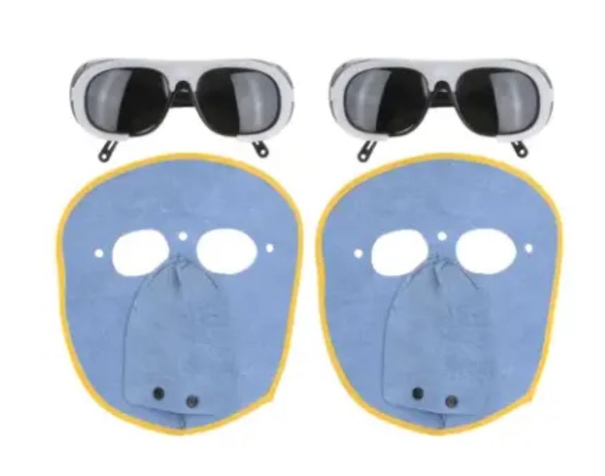 POPETPOP 2 zestawy Maska spawalnicza ze skóry bydlęcej + Okulary