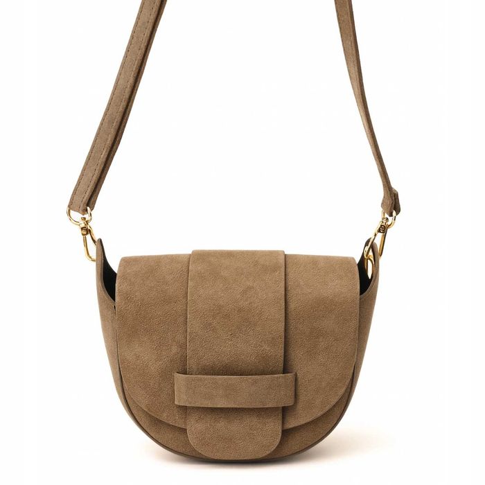 Zamszowa Torebka Damska LAURA BIAGGI Listonoszka Skóra Czekoladowa