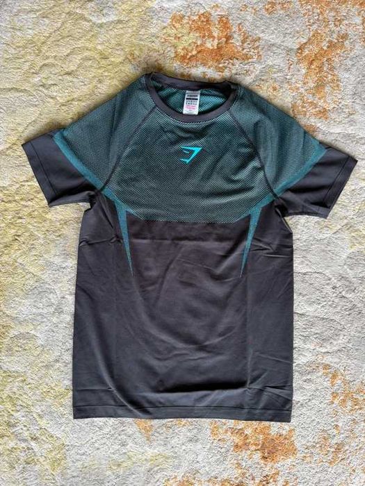 Gymshark Onyx 5.0 Seamless Short Sleeve T- Shirt - Black/Brand Blue XL