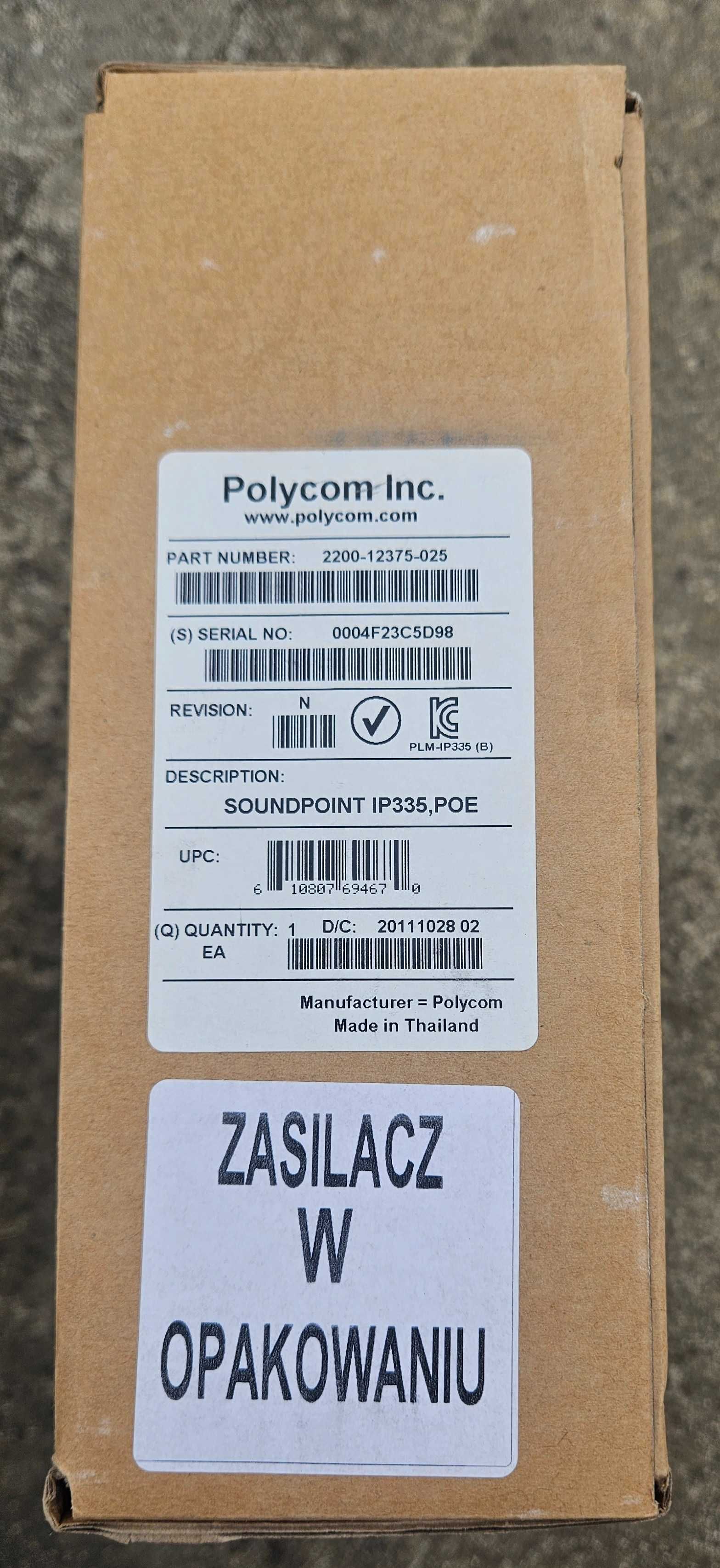 Telefon Stacjonarny Biurowy Polycom SoundPoint IP 335 - NOWY FV23%