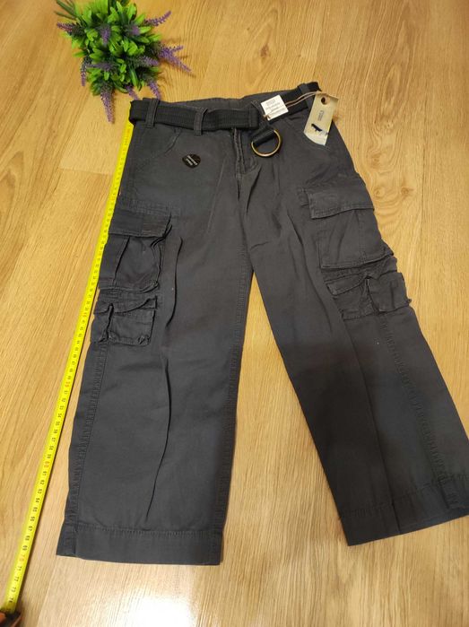 NOWE!Marks&Spencer-Spodnie-Bojówki z paskiem®ulacją-dla chłopca 116