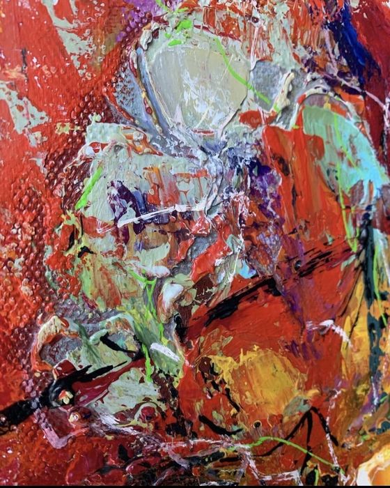 Картина з акрилу, яскравий абстрактний натюрморт.