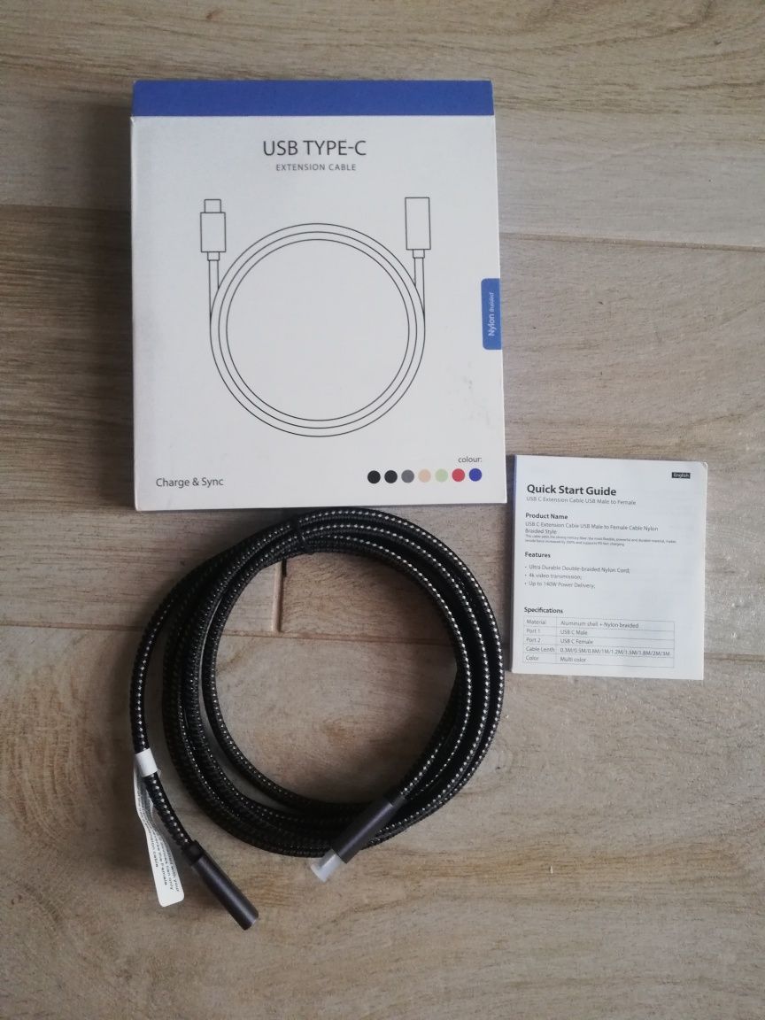 Kabel przedłużający Belker 3.1 10Gb/s 1m w plocie USB Type C.