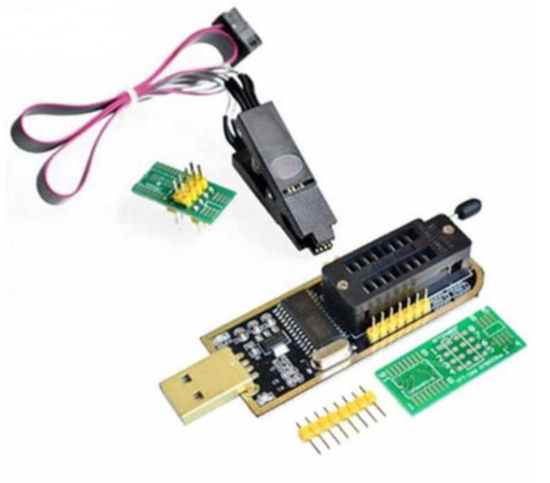 Програматор CH341A 24 25 FLASH EEPROM з кліпсою/прищіпкою адаптером