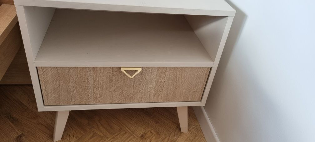 Szafka nocna jodełka Forest scandi beżowa