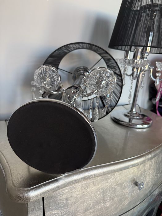 Lampa kryształowa z abażurem Isabell czarna chrom glamour
