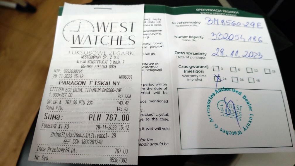 Zegarek Citizen Titaniim Eco-Drive , szkiełko szafirowe