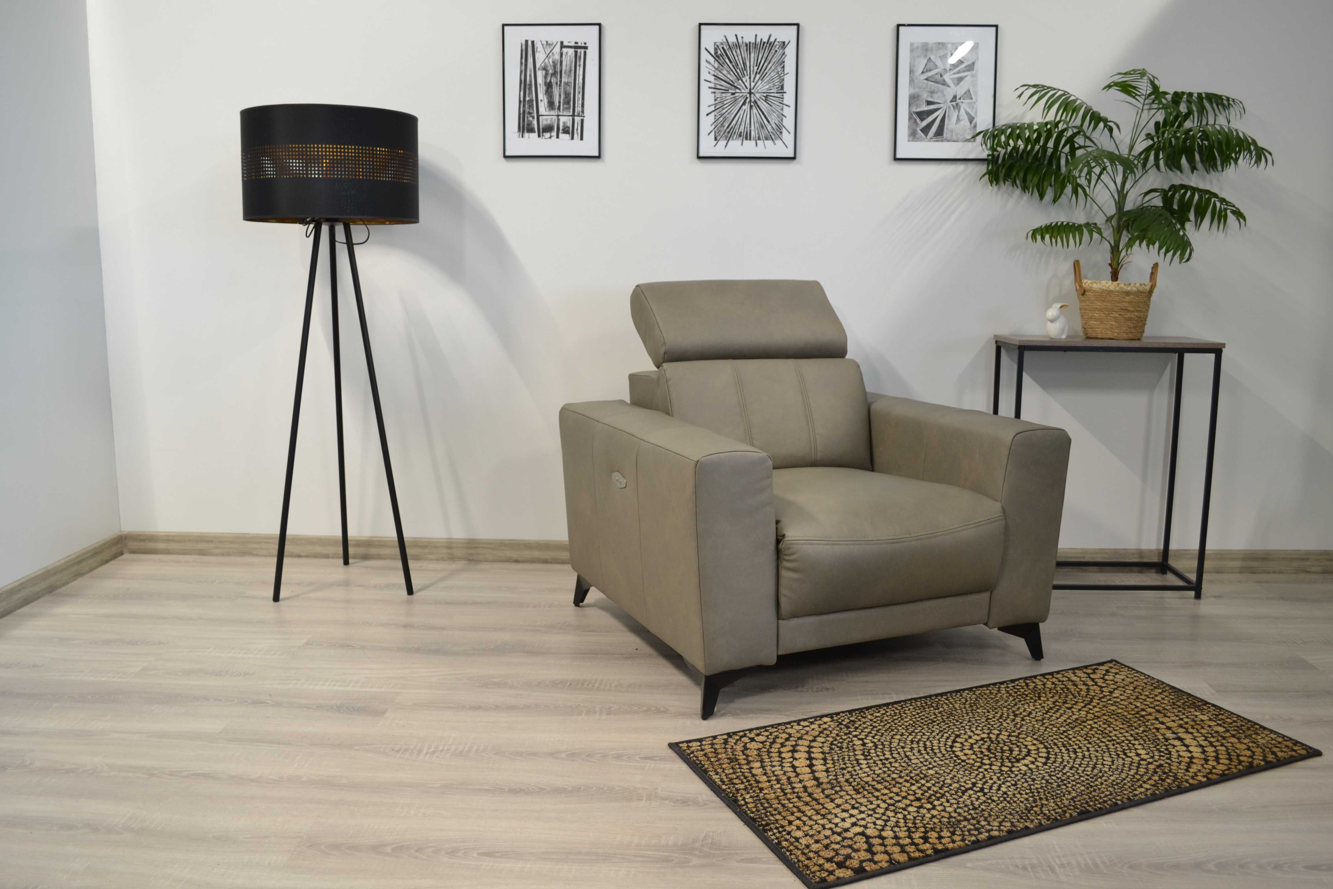 Fotel telewizyjny z elektryczną funkcją relaksu naturalna skóra