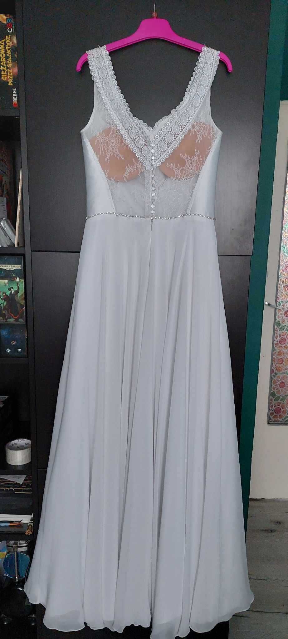 Suknia ślubna z pokrowcem - rozmiar S