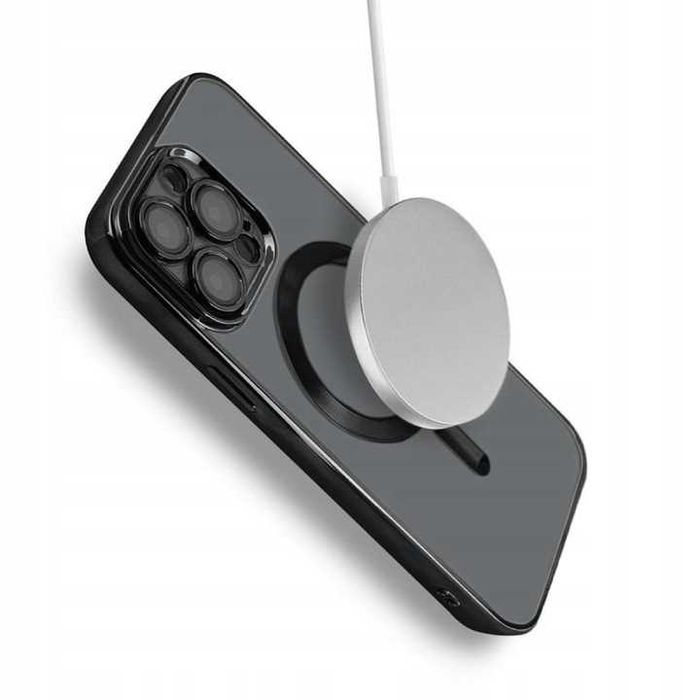 Etui Magsafe do iPhone 16 PRO MAX Czarne + Pełne Szkło Hartowane