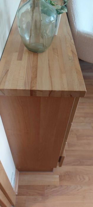 komoda  szuflady prowadnice Blum blat naturalne drewno buk