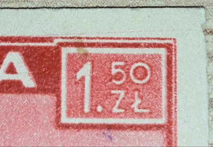 Stempel BRANICE i usterka. Znaczek pocztowy Fi 380.