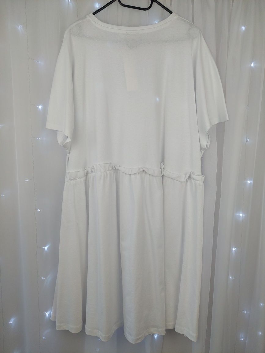 Nowa biała sukienka 100% bawełna duży rozmiar 50 52 rozkloszowana