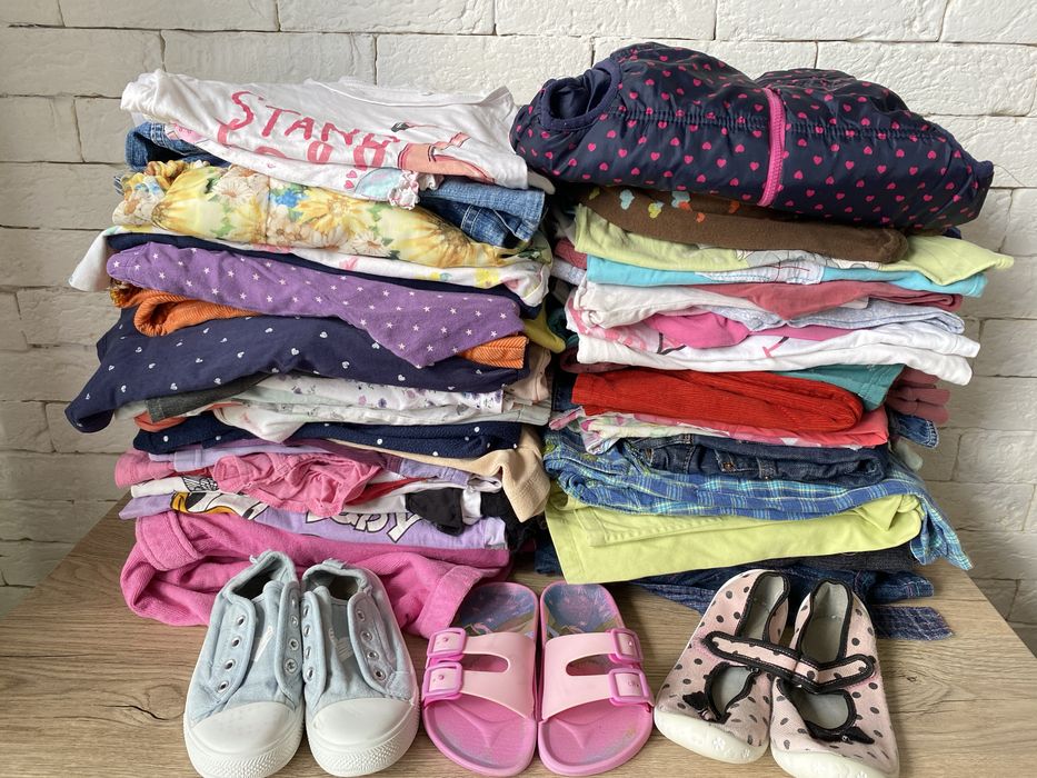 70 SZTUK zestaw paka ubrań dziewczynka róż sukienki 116 122