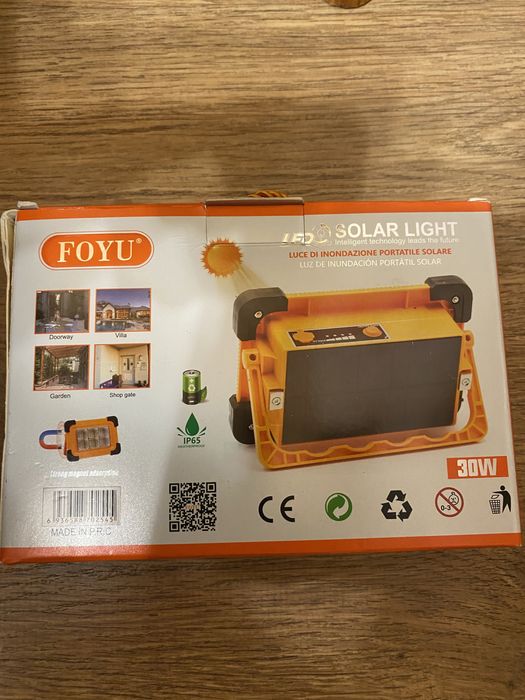 светильник FOYU FO-TA162 30W + power bank  с солнечной панелью