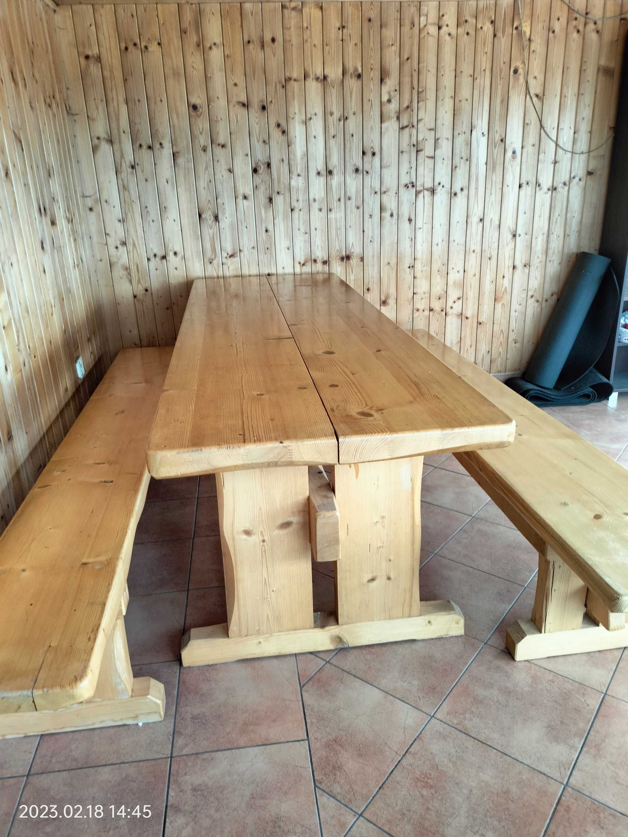 Stół i ławki ogrodowe drewniane