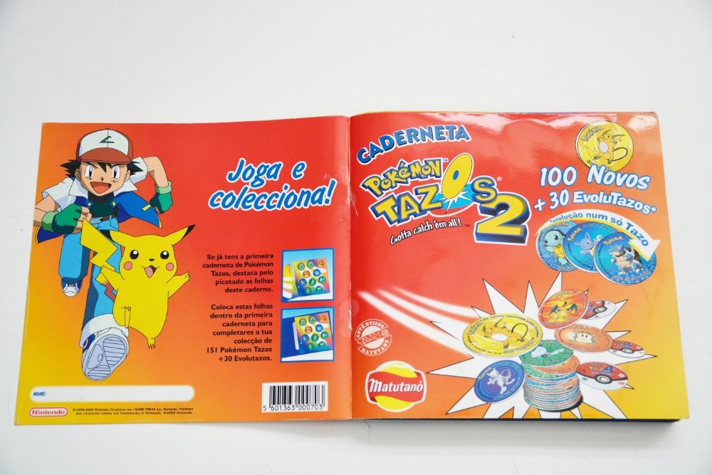 GRÁTIS Portes Colecções TAZOS + CADERNETAS Pokemon 1, 2 e 3 Completas