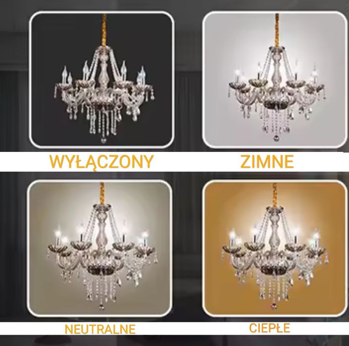 Nowy żyrandol kryształowy 8-ramienny kolor KONIAKOWY 73x100cm OKAZJA!