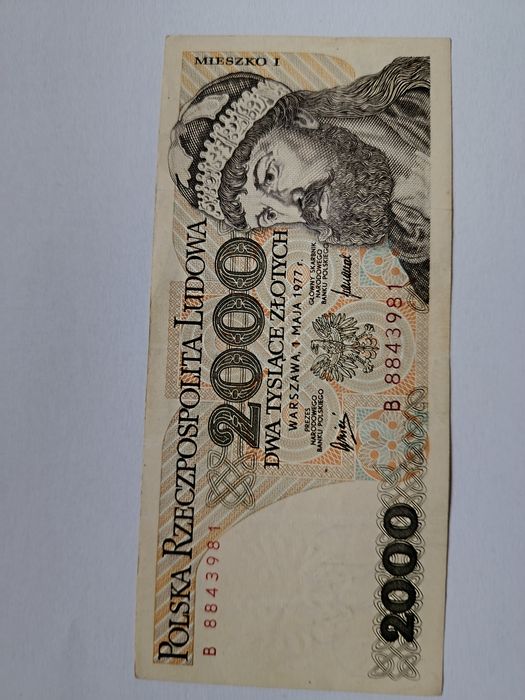 Banknot 2000 złotych 1977rok seria B