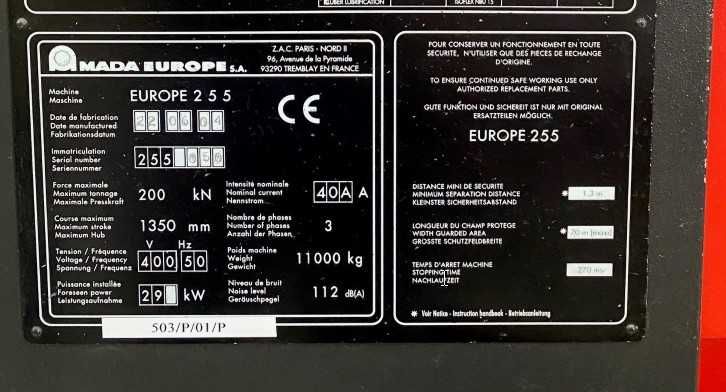 Prasa Rewolwerowa Amada EUROPE 255