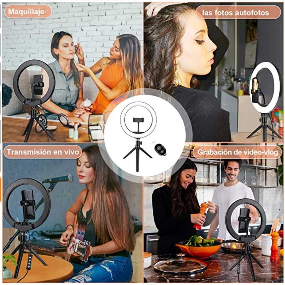 RingLight com tripod, suporte de telemóvel +comando - NOVO