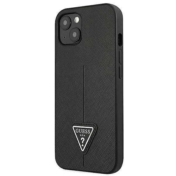 Etui Guess Saffiano Triangle Logo na iPhone 13 mini - czarne