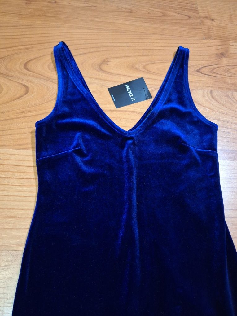 Плаття. Велюрова синя сукня Forever21 (р. S) НОВА З БІРКОЮ