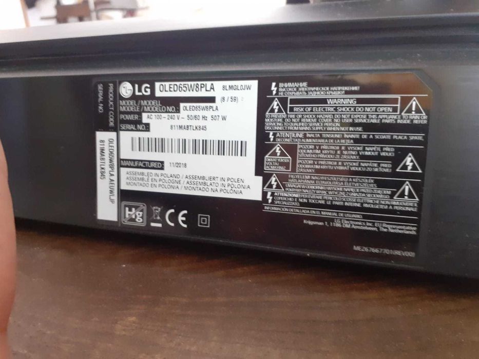 LG. OLED 65" Smart TV Ultra HD 4K 65W8