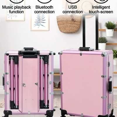 Mala Trolley Camarim Profissional com Luzes LED Bluetooth