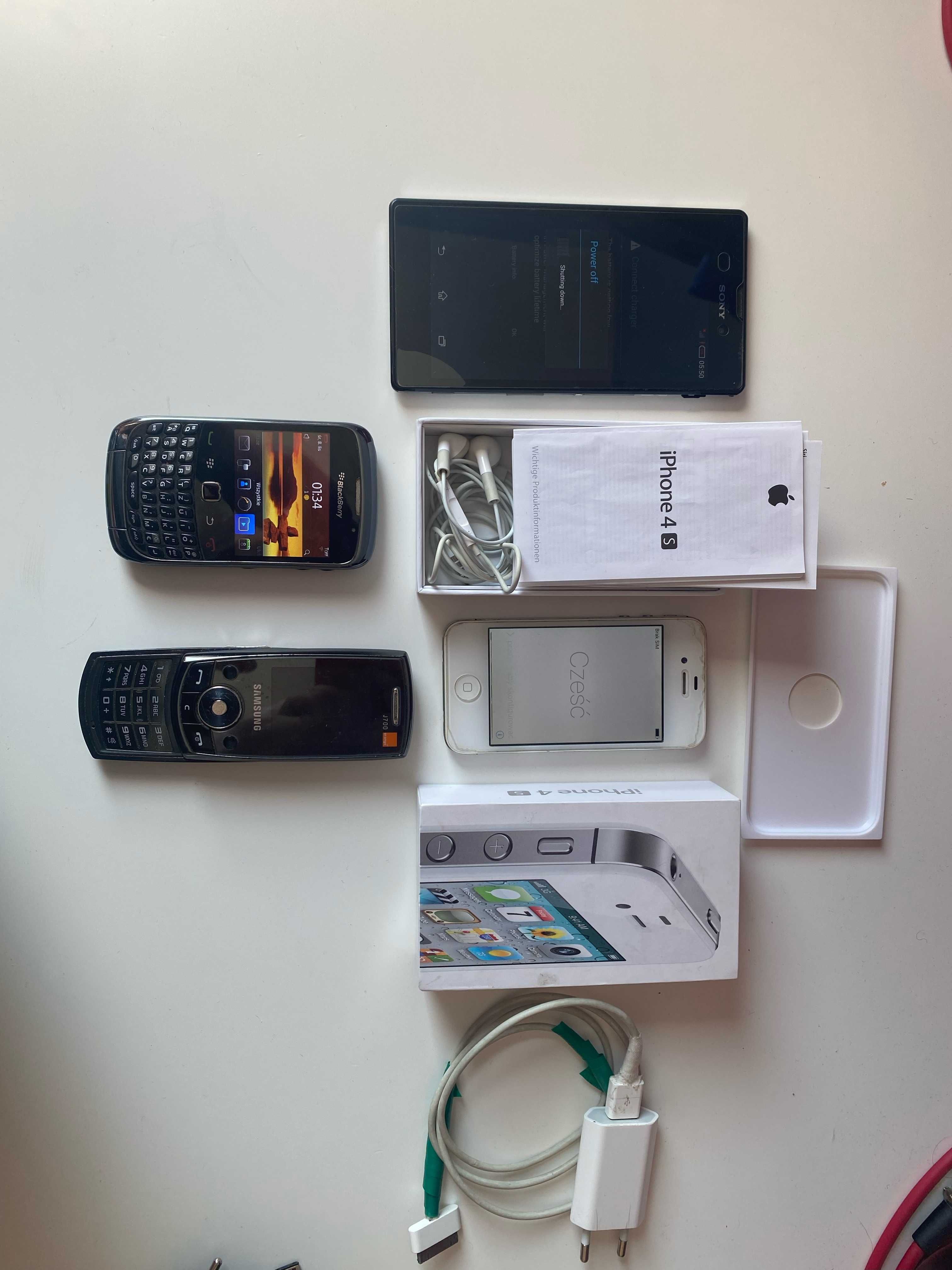 Stare telefony na części (iPhone 4s, Blackberry, Samsung, Sony Xperia)