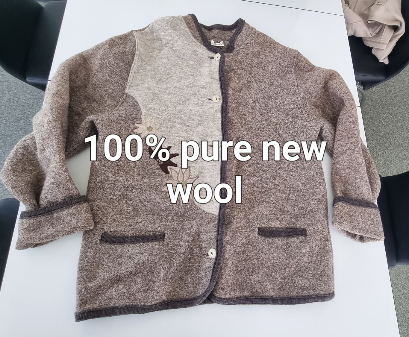 Sweter żakiet kurtka 100% wełna 44 XXL solo