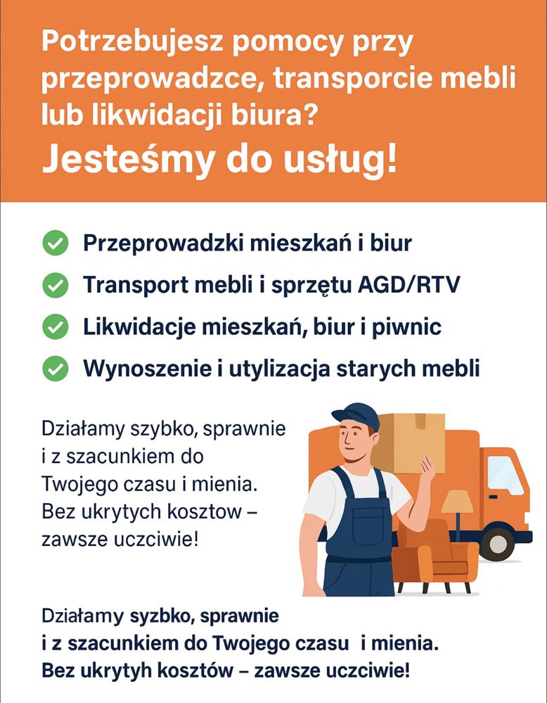 Przeprowadzi Mieszkań Likwidacja Mieszkań Biur Piwnic Strychow Garaży