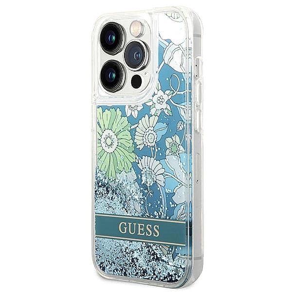 Etui Guess Flower Liquid Glitter na iPhone 14 Pro - zielone