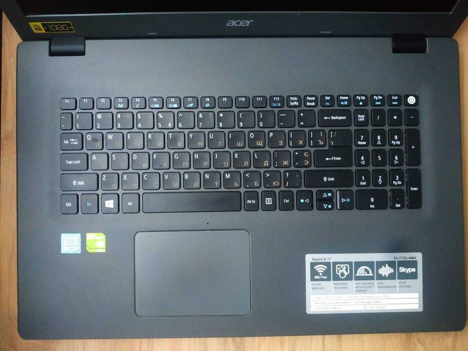 Ноутбук 17 дюймовий ACER i5/ОЗУ 16 Гб/SSD 240 Гб/GeForce GT 940M 2Гб
