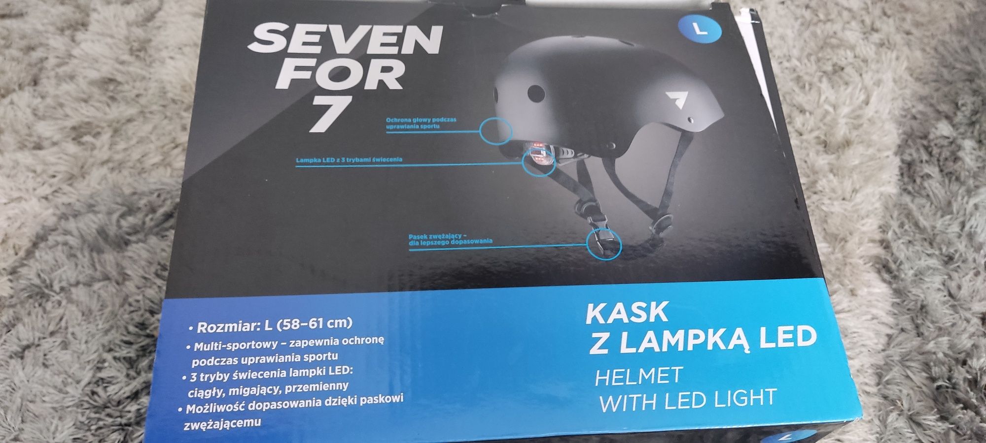 Kask ochronny rowerowy z lampką LED r L 58-61