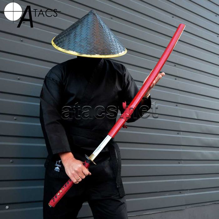 Японская катана красная самурайски меч цвета восходящего солнца