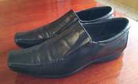 Туфли 42 р. (28 см) кожаные черные женские демисезонные без каблука