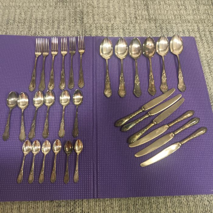 Sztućce radzieckie posrebrzane komplet