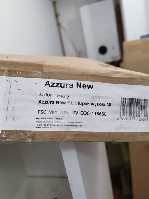 Słupek/szafka łazienkowa wysoka ,wisząca, azzura new biały,Nowy