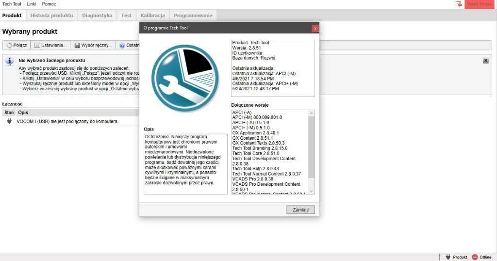 Tech Tool 2.8.150 + DEV Tool BAZA APCI 2022/03 dla Vocom I II EURO 5-6