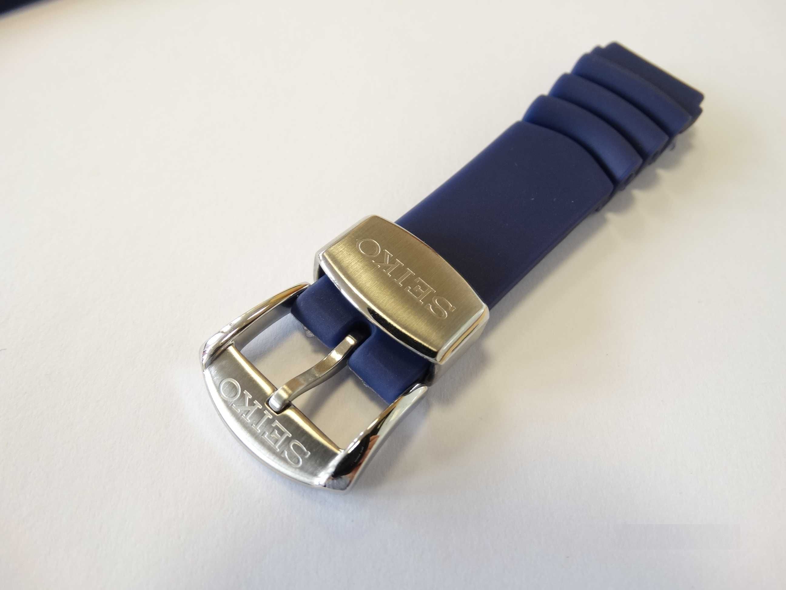 Granatowy pasek gumowy 22mm do zegarka Seiko SKX007 silikonowy klamra