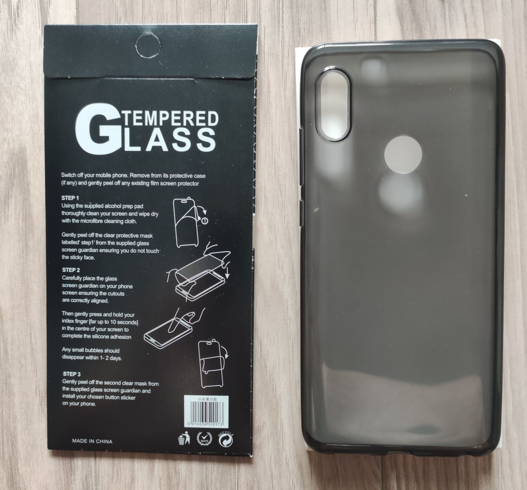 Szkło hartowane i czarne plastikowe etui do telefonu Xiaomi redmi A1