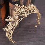 Tiara para noiva com pérolas barrocas e cristal para o cabelo acessóri