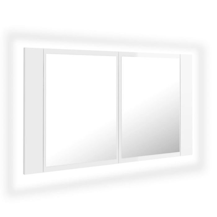 Vidaxl Szafka Łazienkowa Z Lustrem I Led, Biel Z Połyskiem, 80X12X45Cm