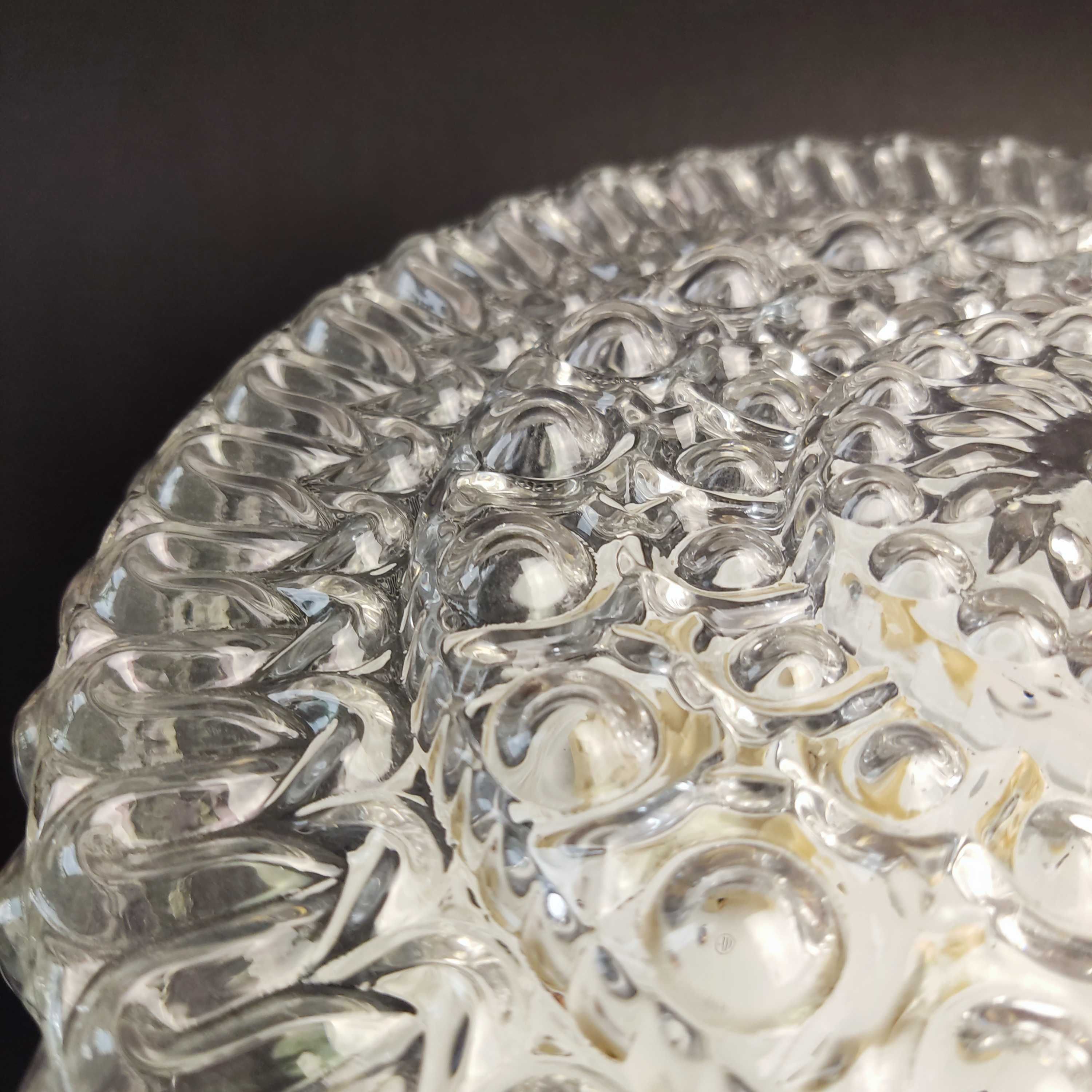 Duży plafon-kinkiet szklany okrągły , szkło "bubble glass" , stan bdb