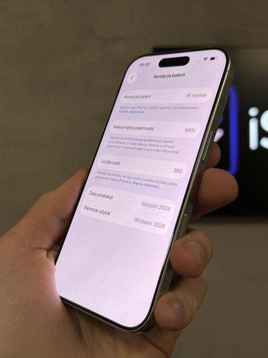 RATY 0% iPhone 16 Pro 256GB BATERIA 94% GWARANCJA 12 miesiecy!!!