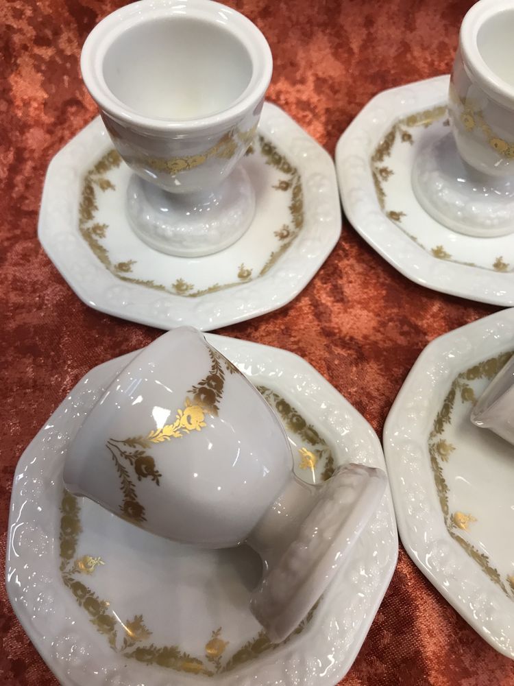 Kieliszki do jajek z talerzykami  Rosenthal Maria Rosenkante Gold