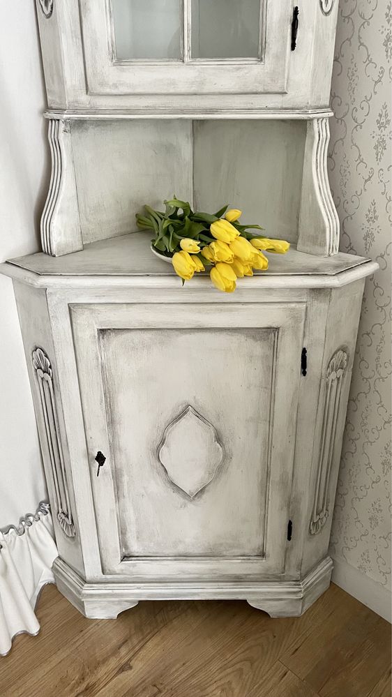 Witryna narożna, kredens narożny prowansalski, shabby chic