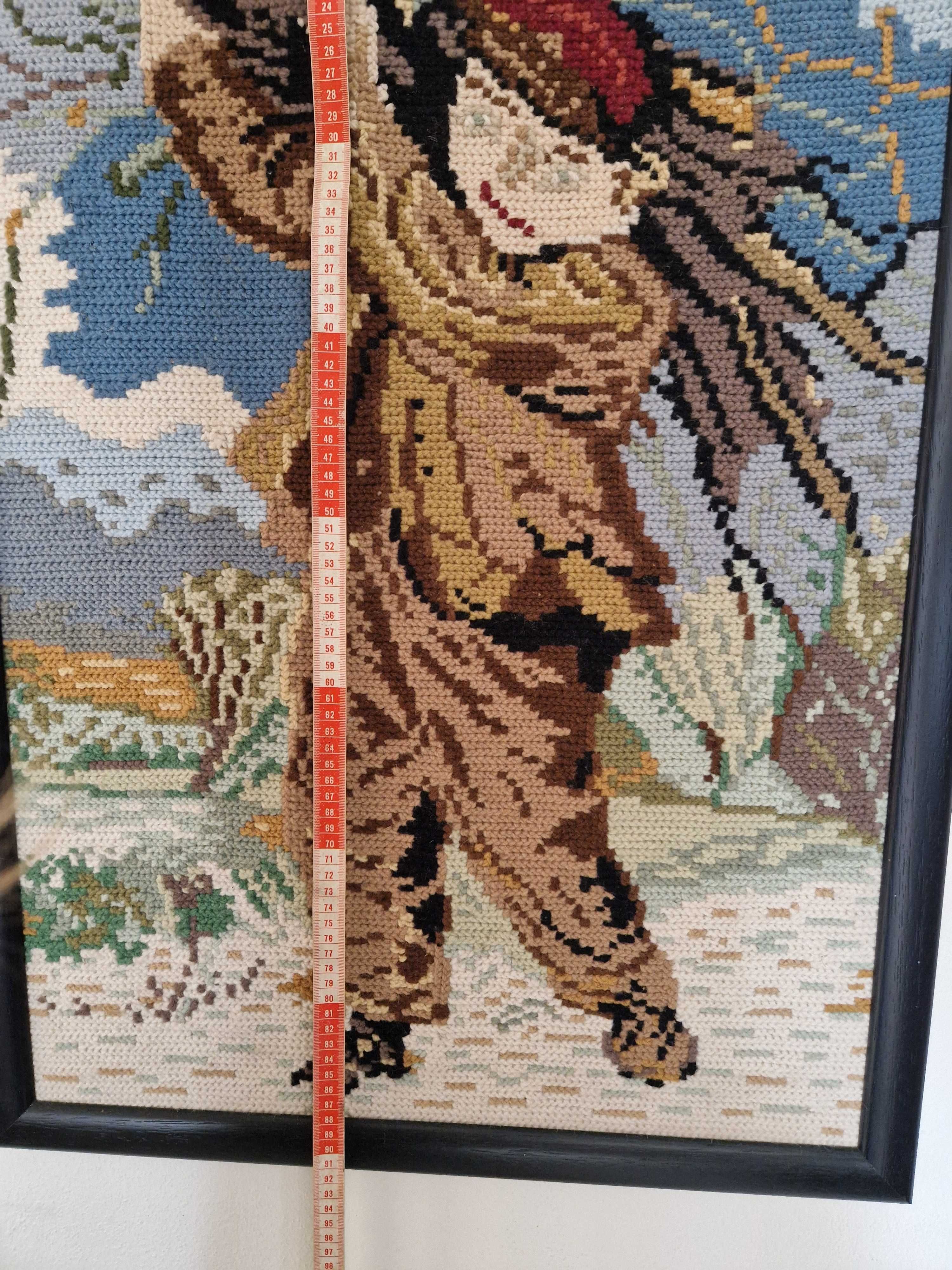 Quadro Bordado em Arraiolos – Artesanal – 91x61 cm com moldura