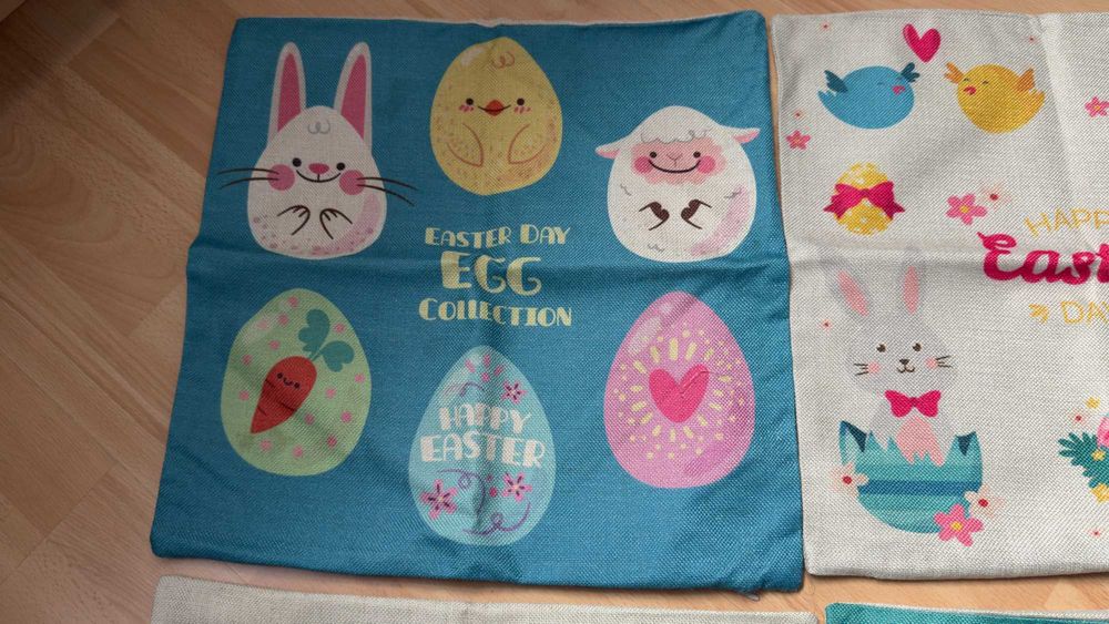 Zestaw czterech ozdobnych wielkanocnych poszewek 45x45